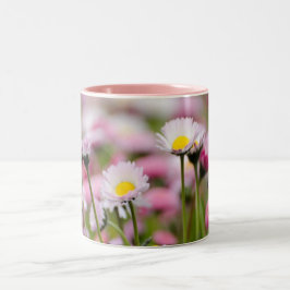 Caneca De Café Em Dois Tons Daisy Blossoms Elegante Festas de casamento Românt