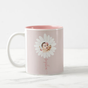 Caneca De Café Em Dois Tons Daisy Floral Photo Pink