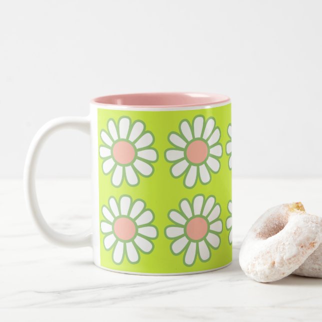 Caneca De Café Em Dois Tons Daisy Simple Green (Com Donut)