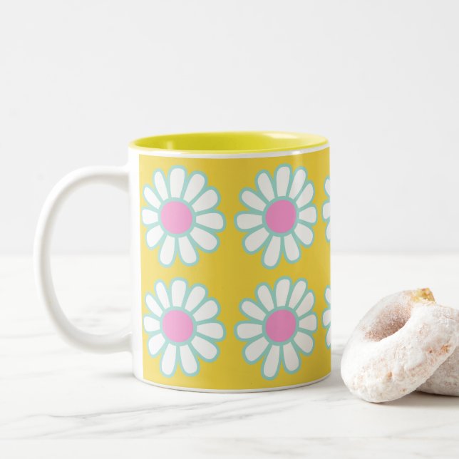 Caneca De Café Em Dois Tons Daisy Simple Mustard (Com Donut)
