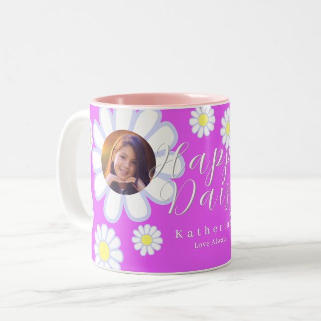 Caneca De Café Em Dois Tons Daisy Simple Photo Violet (Frente Esquerda)