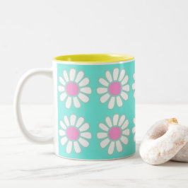 Caneca De Café Em Dois Tons Daisy Simple Teal