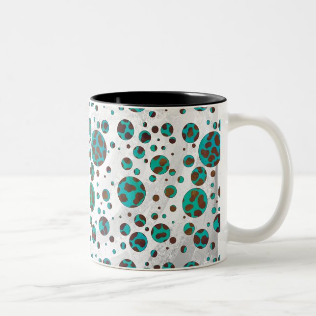 Caneca De Café Em Dois Tons Dalmaciano Brown e Teal Impressão (Direita)