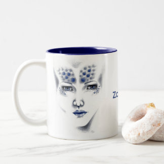 Caneca De Café Em Dois Tons Dama Alien do Miss Universo Arte de Ficção Científ