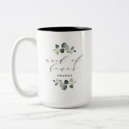 Caneca De Café Em Dois Tons Dama de Honra de Greenery de Eucalipto Elegante