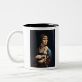 Caneca De Café Em Dois Tons Dama de Leonardo da Vinci com Clássico de Ermine