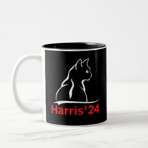 Caneca De Café Em Dois Tons Damas de Gato para Kamala Gato 2024 Presidente Kam