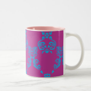Caneca De Café Em Dois Tons Damasco Aqua-Roxo