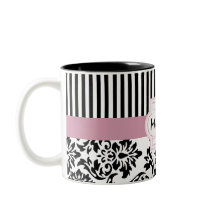 Damasco elegante e listras monogramed