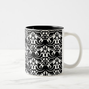 Caneca De Café Em Dois Tons Damasco Grande (Preto)