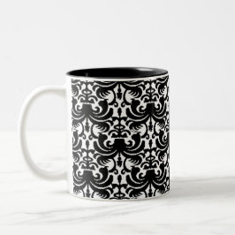 Caneca De Café Em Dois Tons Damasco Grande (Preto)