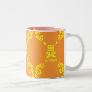Caneca De Café Em Dois Tons Damasco laranja-amarelo