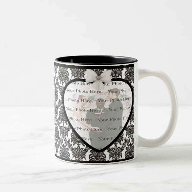Caneca De Café Em Dois Tons Damask Elegance Wedding Mug (Direita)