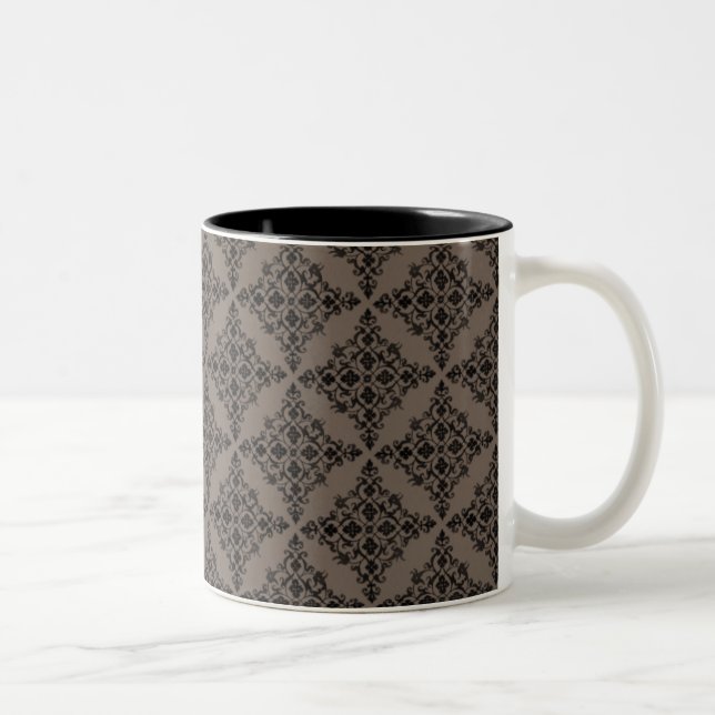Caneca De Café Em Dois Tons Damask Mug Perfeitamente Polida, Mocha (Direita)