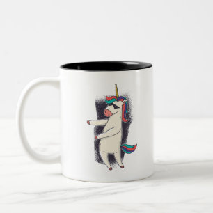 Caneca De Café Em Dois Tons Dança de Fio Unicórnio