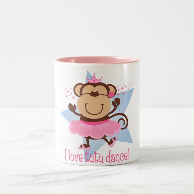 Caneca De Café Em Dois Tons Dança do tutu do amor do macaco (Centro)