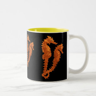Caneca De Café Em Dois Tons Dança dos cavalos marinhos (alaranjados)
