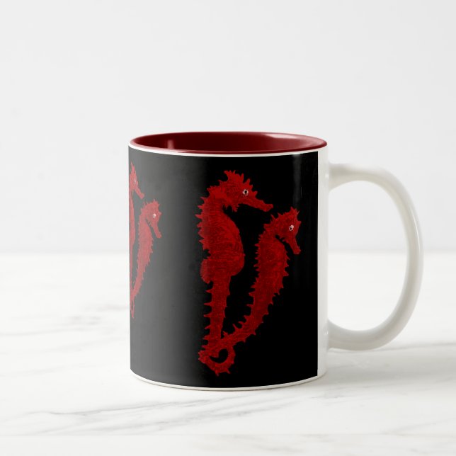 Caneca De Café Em Dois Tons Dança Dos Cavalos-marinhos (Vermelho) (Direita)