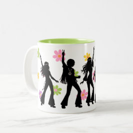 Caneca De Café Em Dois Tons Dança Hippie Flower Power dos Anos 60