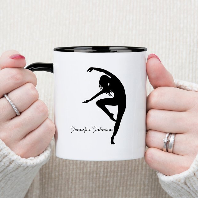 Caneca De Café Em Dois Tons Dança Silhouette Moderna (Criador carregado)