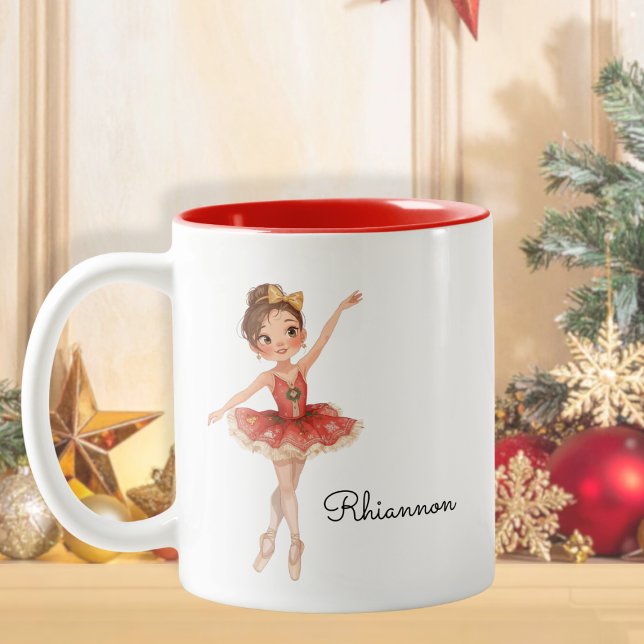 Caneca De Café Em Dois Tons Dançarina Balé de Natal (Criador carregado)