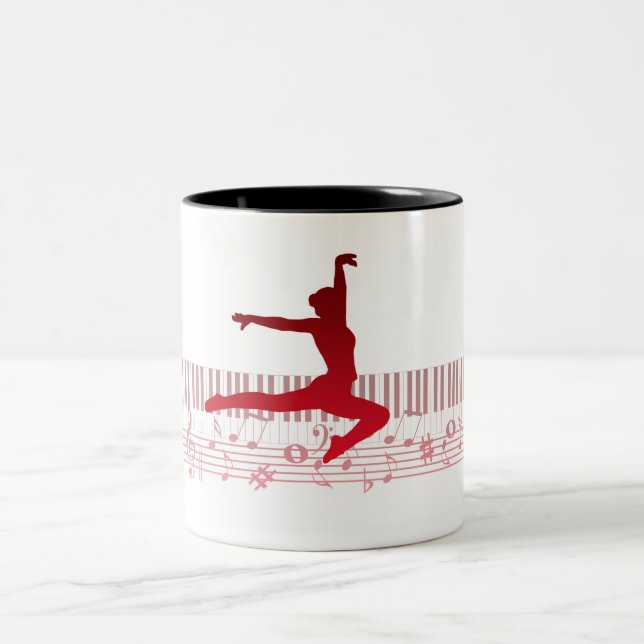 Caneca De Café Em Dois Tons dançarina de balé em um teclado (Centro)