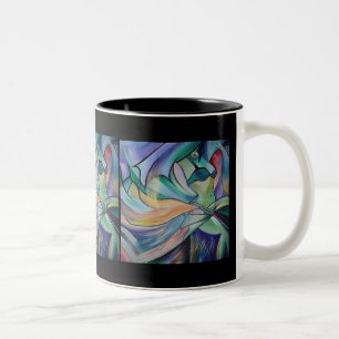 Caneca De Café Em Dois Tons Dançarina De Belly Do Médio Oriente Com Véus De Pa