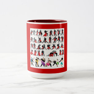 CANECA DE CAFÉ EM DOIS TONS DANÇAS COLORIDAS DE BALÃO VERMELHO NEGRO DANÇA DIG
