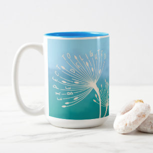 Caneca De Café Em Dois Tons Dandelion Inspirational Cote "Seja feliz hoje"
