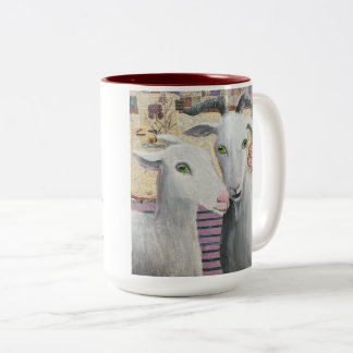 Caneca De Café Em Dois Tons Dando o Olho Lado - cabras engraçadas com cada xíc