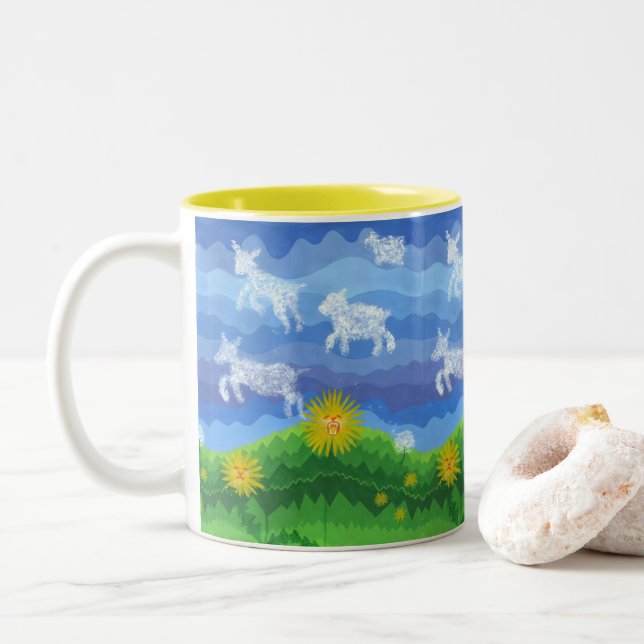 Caneca De Café Em Dois Tons Dandy Lions e Lambs (Com Donut)