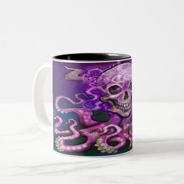 Caneca De Café Em Dois Tons Dark Fantasy Art, Café De Dois Toneladas (Frente Esquerda)