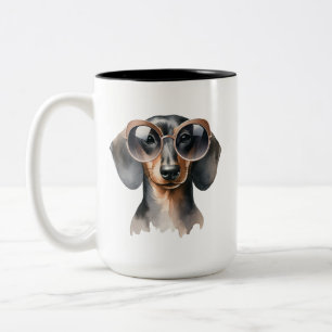 Caneca De Café Em Dois Tons Dashing Dachshund Watercolor Mug