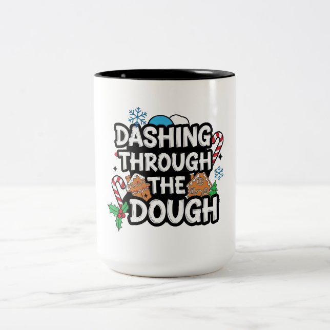 Caneca De Café Em Dois Tons Dashing Through the Dough Christmas (Centro)