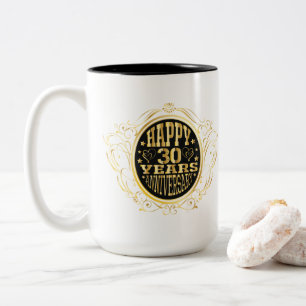 Caneca De Café Em Dois Tons data de adicionar nomes de 30 Aniversário