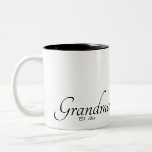 Caneca De Café Em Dois Tons Data de Fundação da Vovó Est Script Preto