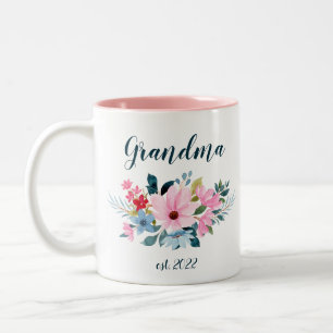 Caneca De Café Em Dois Tons Data de Vovó PERSONALIZÁVEL - Primeira Vez Vovó Co