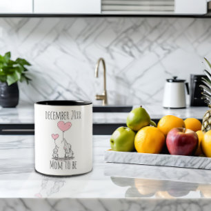 Caneca De Café Em Dois Tons Data do coração de elefante para futura mamãe