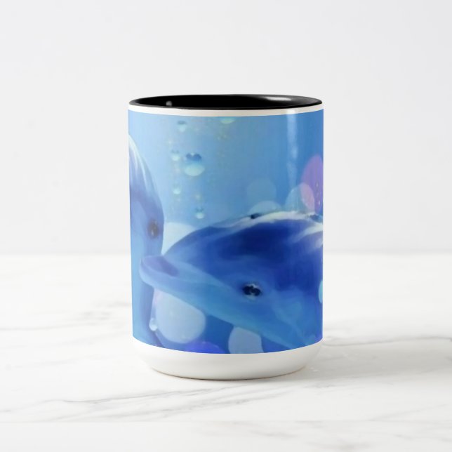 Caneca De Café Em Dois Tons Dauphins á l´huile posters (Centro)