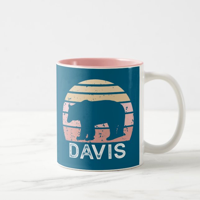 Caneca De Café Em Dois Tons Davis West Virginia Retro Bear (Direita)