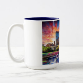Caneca De Café Em Dois Tons Dayton Ohio Abstrato Skyline