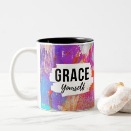 Caneca De Café Em Dois Tons Dê Graça a Si Mesma Tumbler Abstrato Inspirador Ro