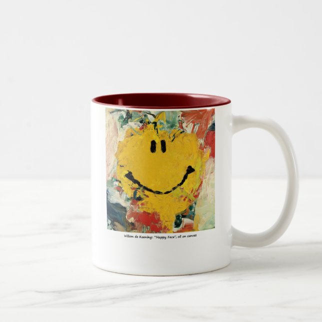Caneca De Café Em Dois Tons de kooning feliz face mug (Direita)