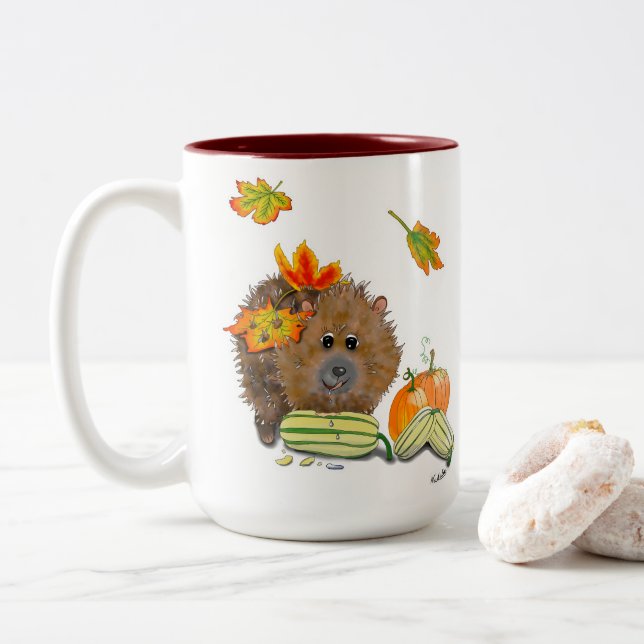 Caneca De Café Em Dois Tons DE Tasse Herbst Igel (Com Donut)
