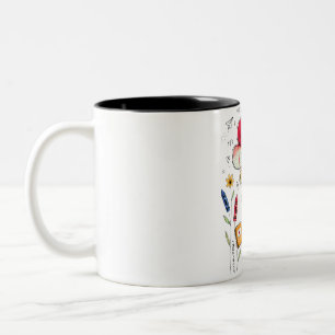 Caneca De Café Em Dois Tons De Volta às Aulas 2026 2027 Floral Professora para