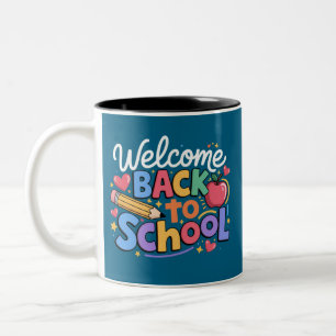 Caneca De Café Em Dois Tons De Volta às Aulas Professor Primeiro Dia de Aula E