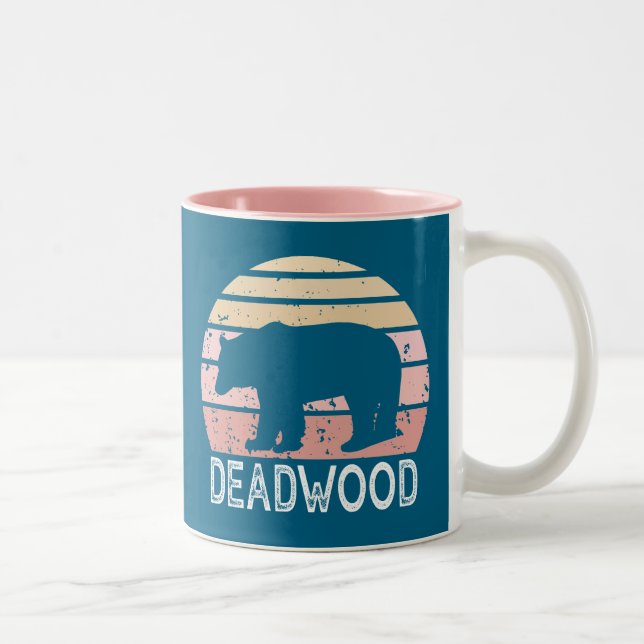 Caneca De Café Em Dois Tons Deadwood South Dakota Retro Bear (Direita)