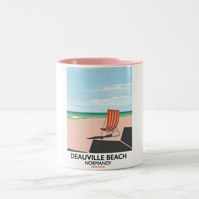 Caneca De Café Em Dois Tons Deauville Beach France poster. (Centro)