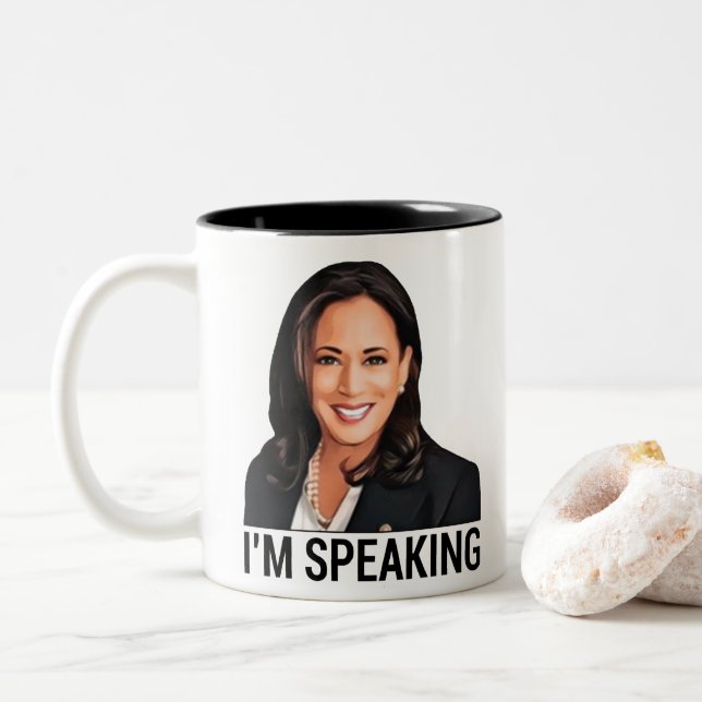 Caneca De Café Em Dois Tons Debate de Kamala Harris (Com Donut)