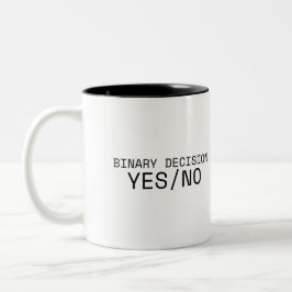 Caneca De Café Em Dois Tons Decisão Binária Sim Não Minimalista